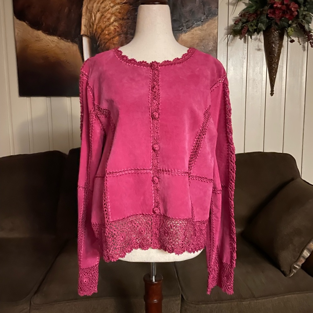 XL~ Burgundy~ “Suede Essentials” Jacket